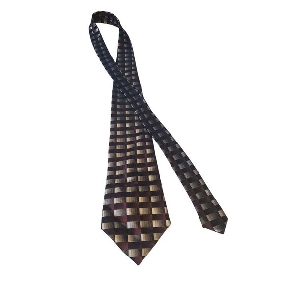 Joseph & Feiss Mens Tie Necktie Designer Luxury Black Gray Burgundy Geometric - Picture 3 of 12